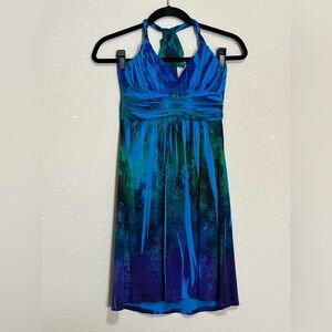 City Triangles Blue Paisley Halter Dress Size Small Y2K Boho